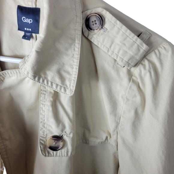 Gap Women's Cropped Trench Coat Size S Ivory Double Breasted - Picture 3 of 9